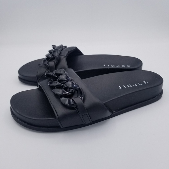 Esprit Della Black Slides Sandals NWOT size 6.5 - Picture 1 of 10